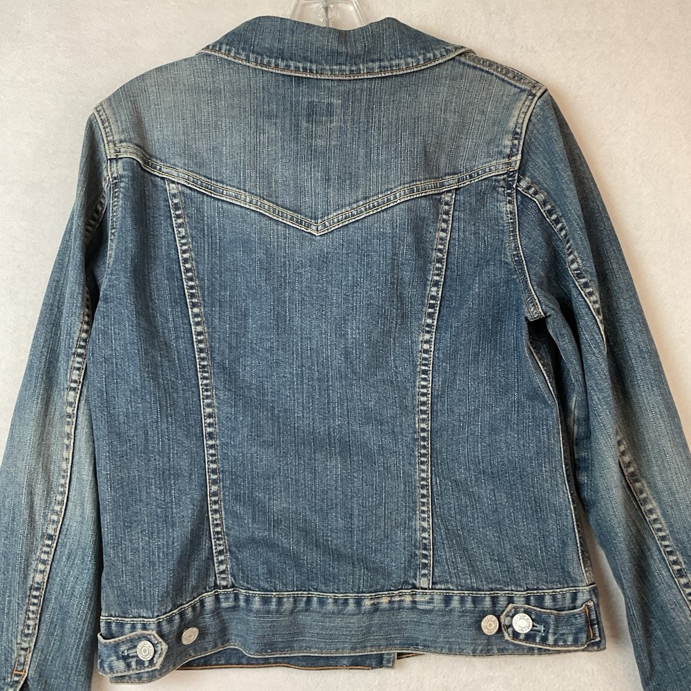 Gap Jean Jacket Womens M Blue Denim Trucker Vintage 2004 Stretch - Picture 7 of 11
